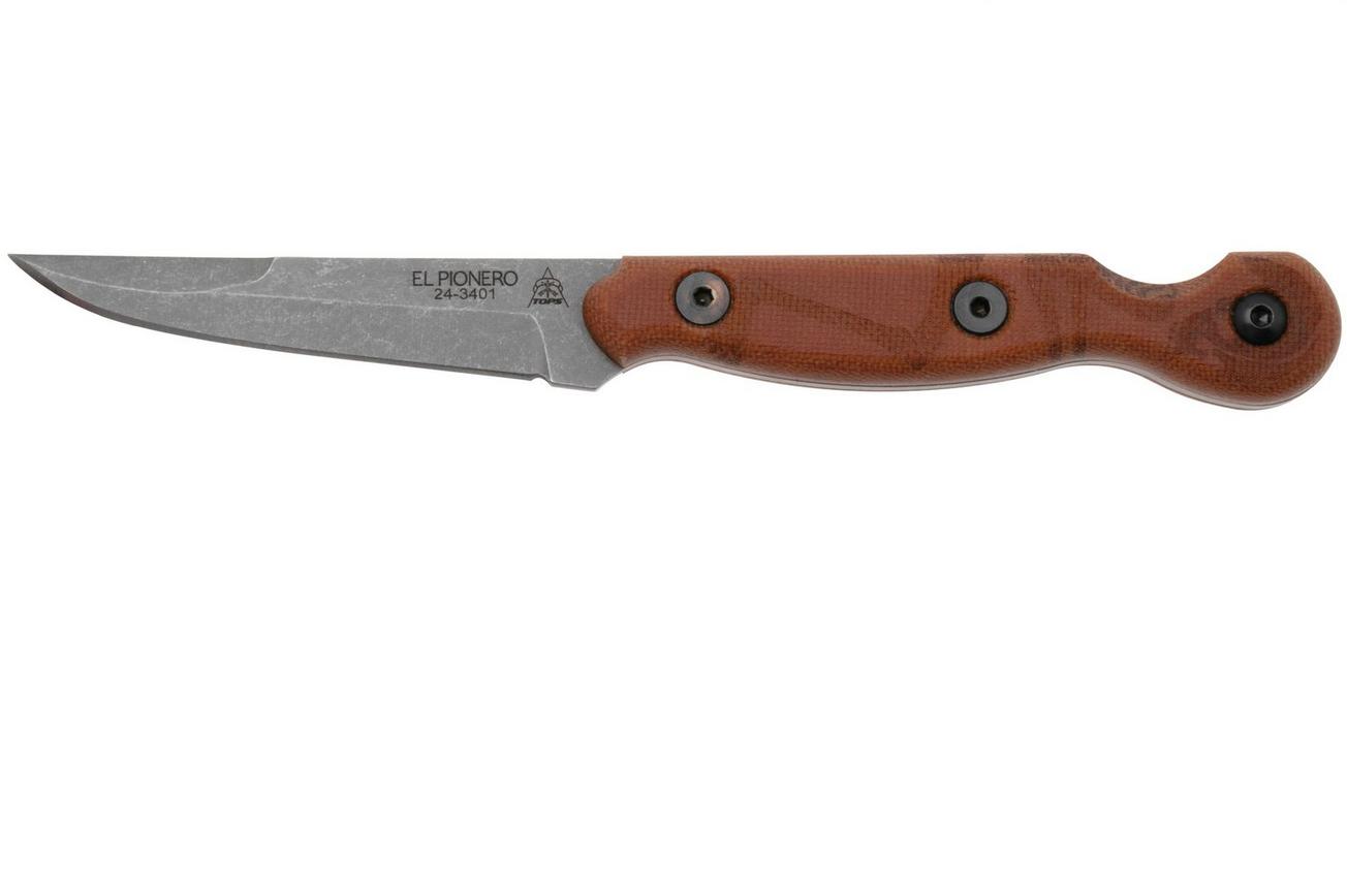 Tops El Pionero ELPO-01 Tan Canvas Micarta, vaststaand mes
