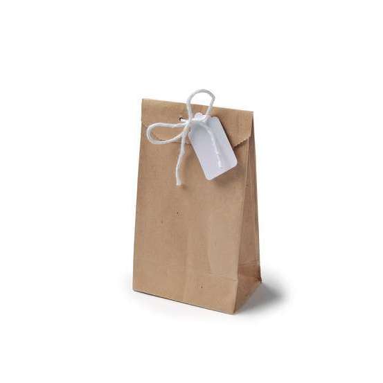 6 sachets kraft liens & étiquettes blanches - l.7,5xL.12,5cm