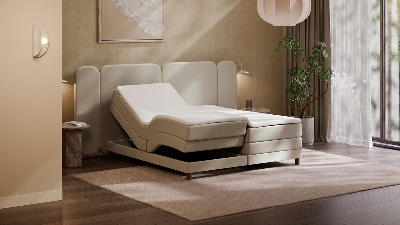 Elektrische boxspring Ridge - Wool look natural
