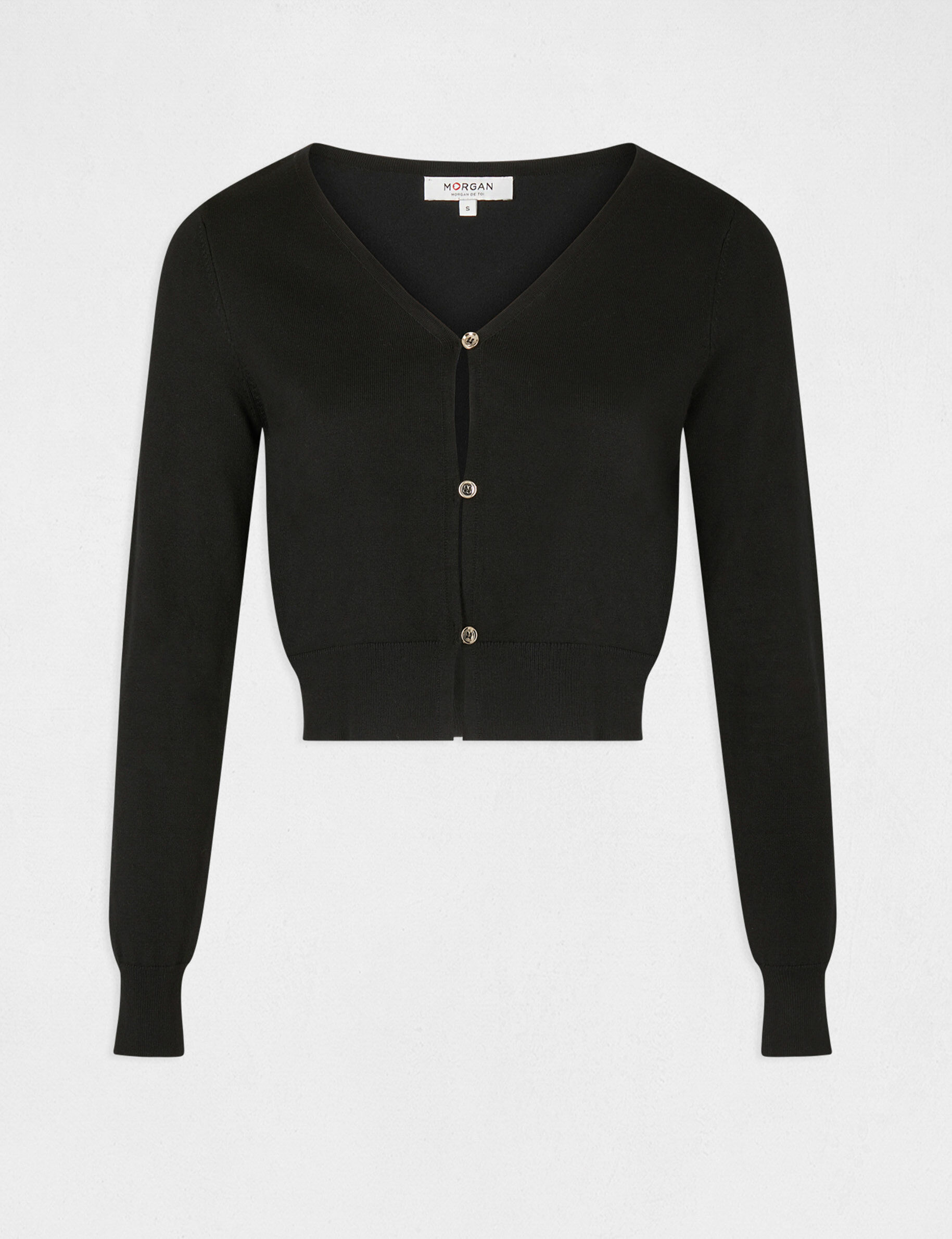 Gilet manches longues boutonné noir femme - noir