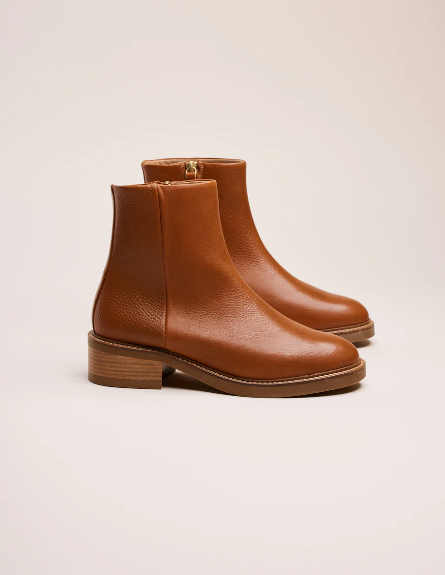 Bottines Virginie - Cuir grainé miel