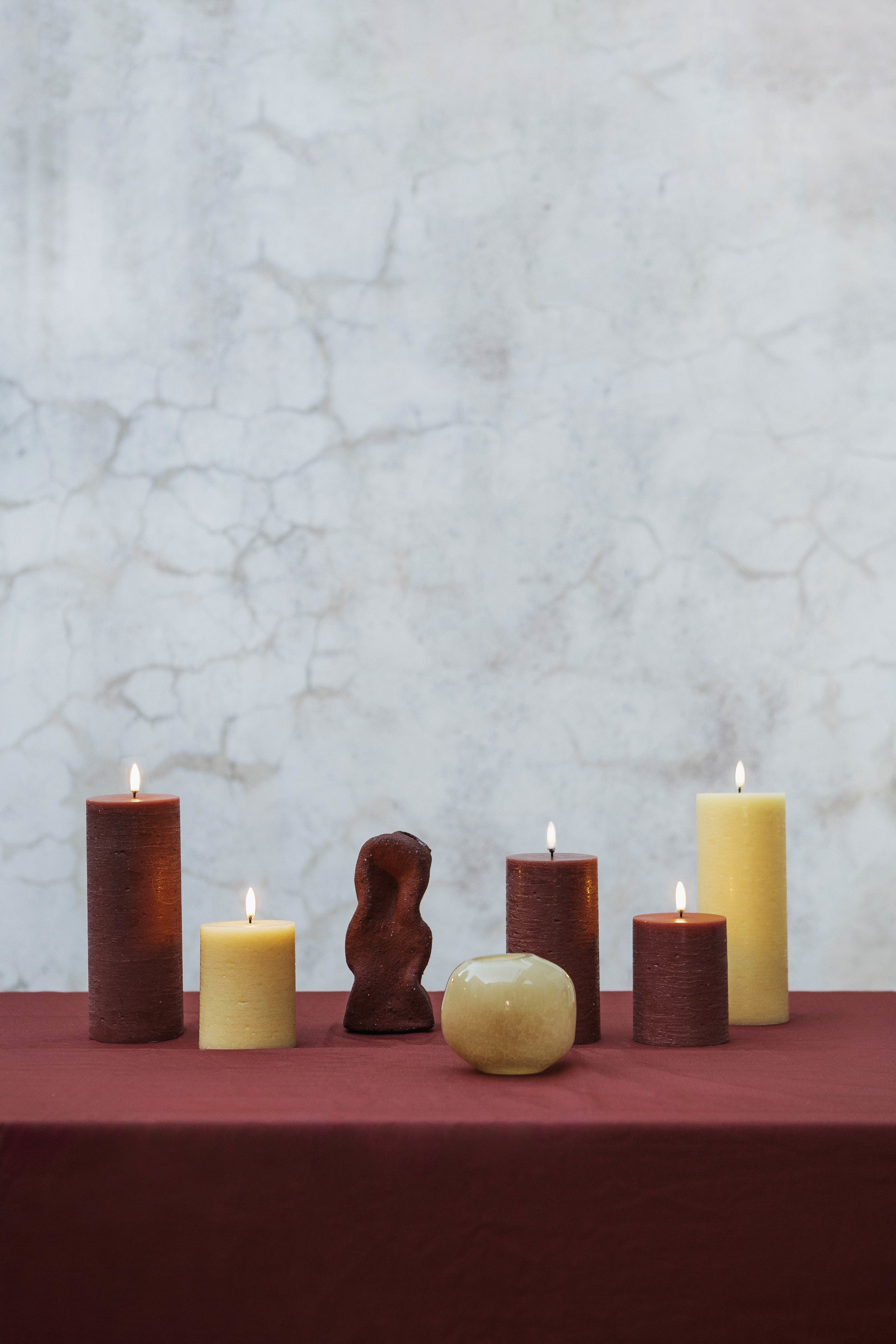Uyuni  LED Rustic pillar lys, Wheat Yellow - H10 cm.