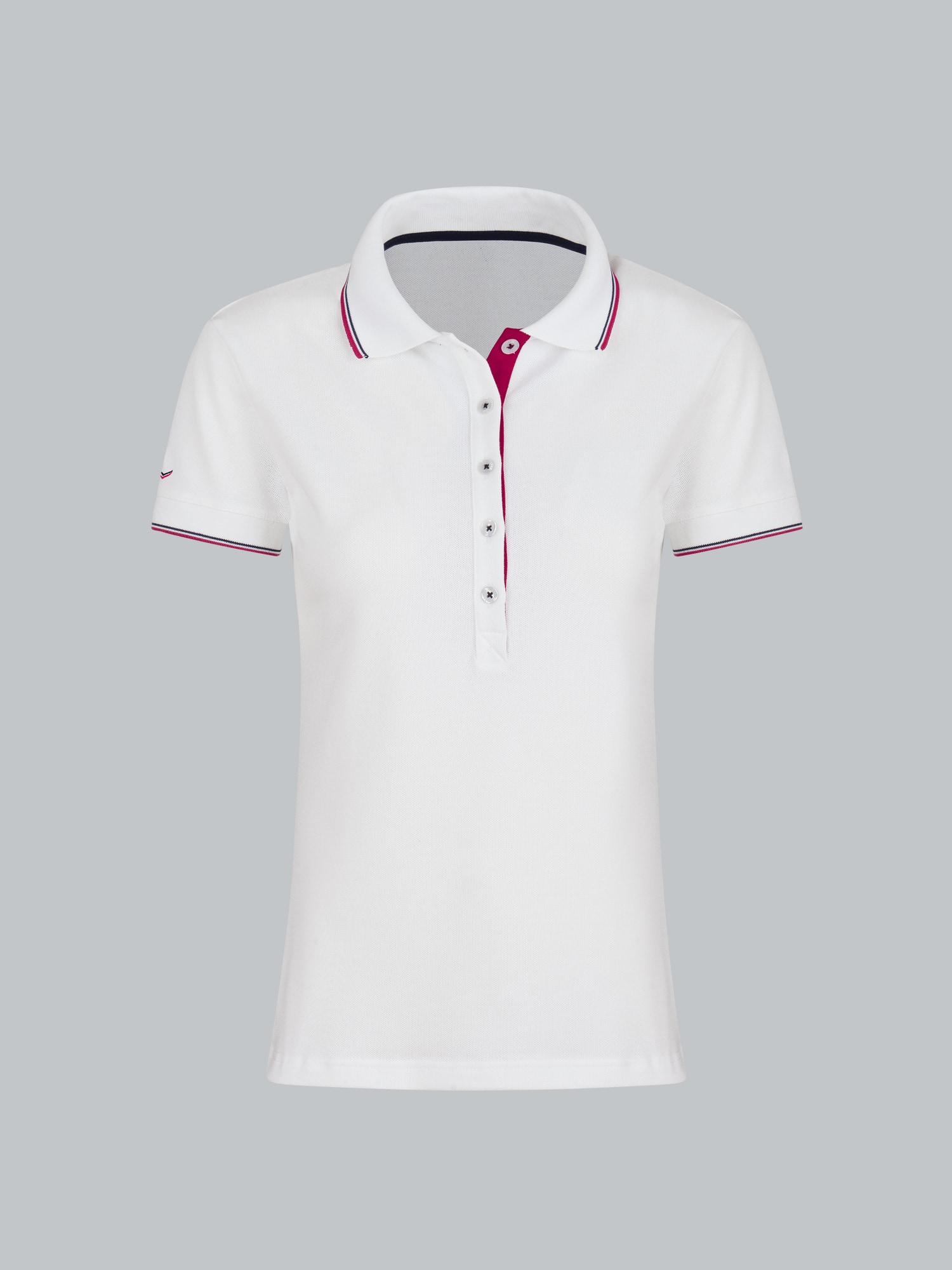 Slim Fit Poloshirt mit langer Knopfleiste Weiss