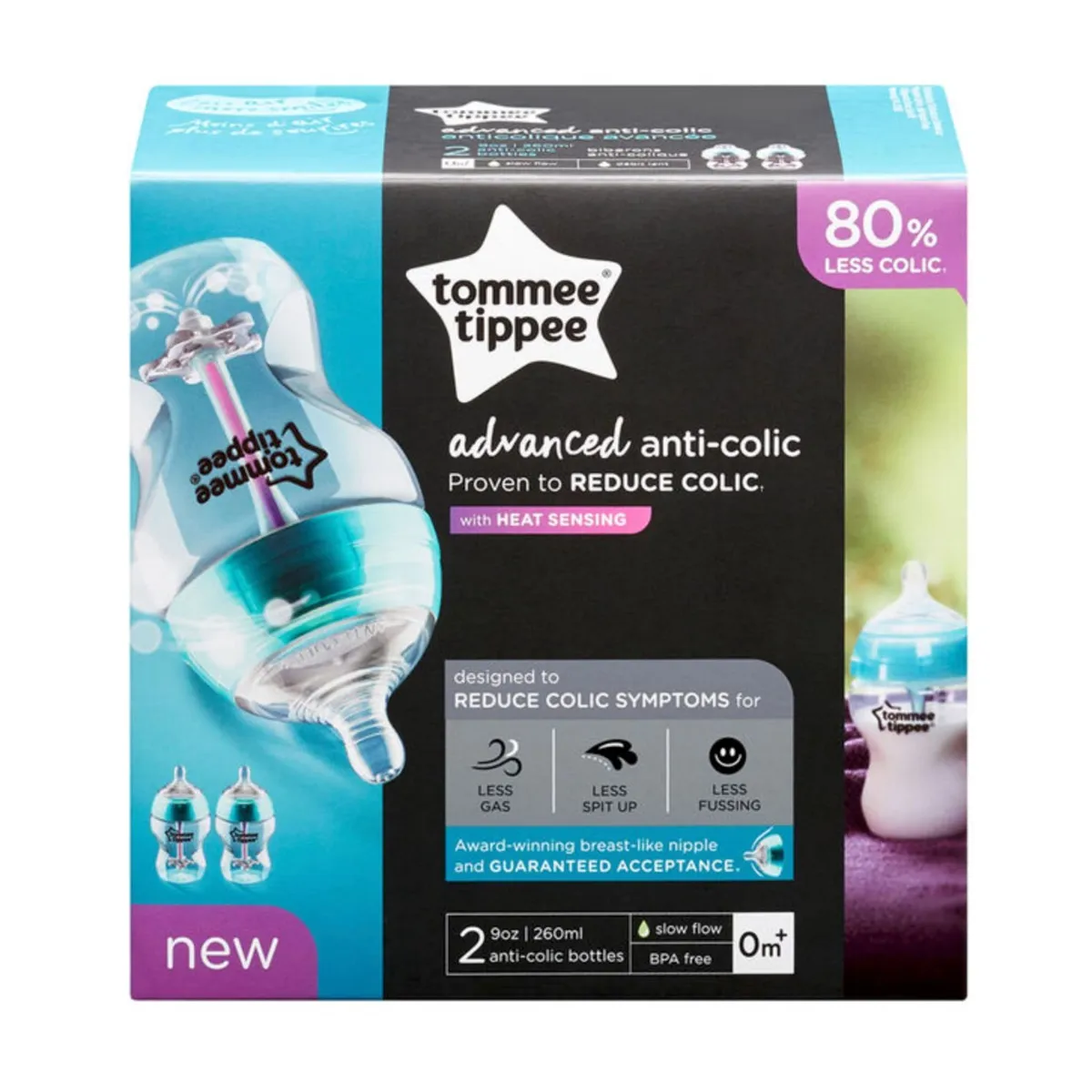 Tommee Tippee Biberons 9oz Paquet de 2 Anti-Colique Avancé