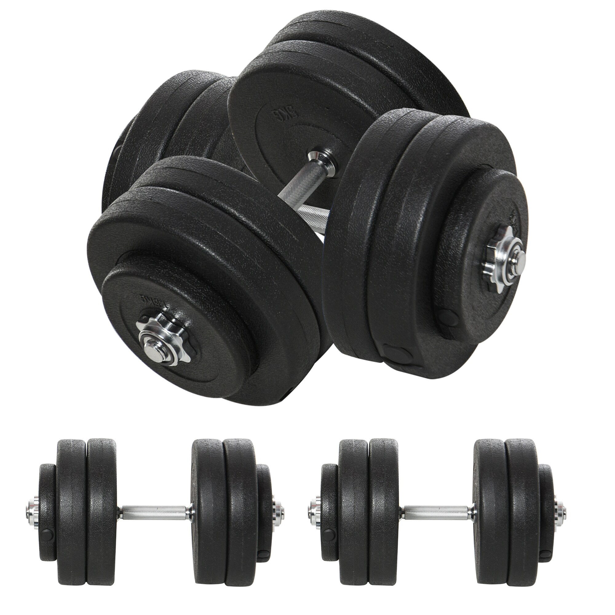 HOMCOM Kurzhantel-Set mit 1,5 und 5 kg Gewichtscheiben schwarz Ø24,5 x 4,3H cm