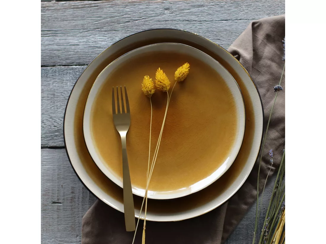 Ogo Living - Lot 6 Assiettes Plates Balata 27,5cm En Gres Jaune
