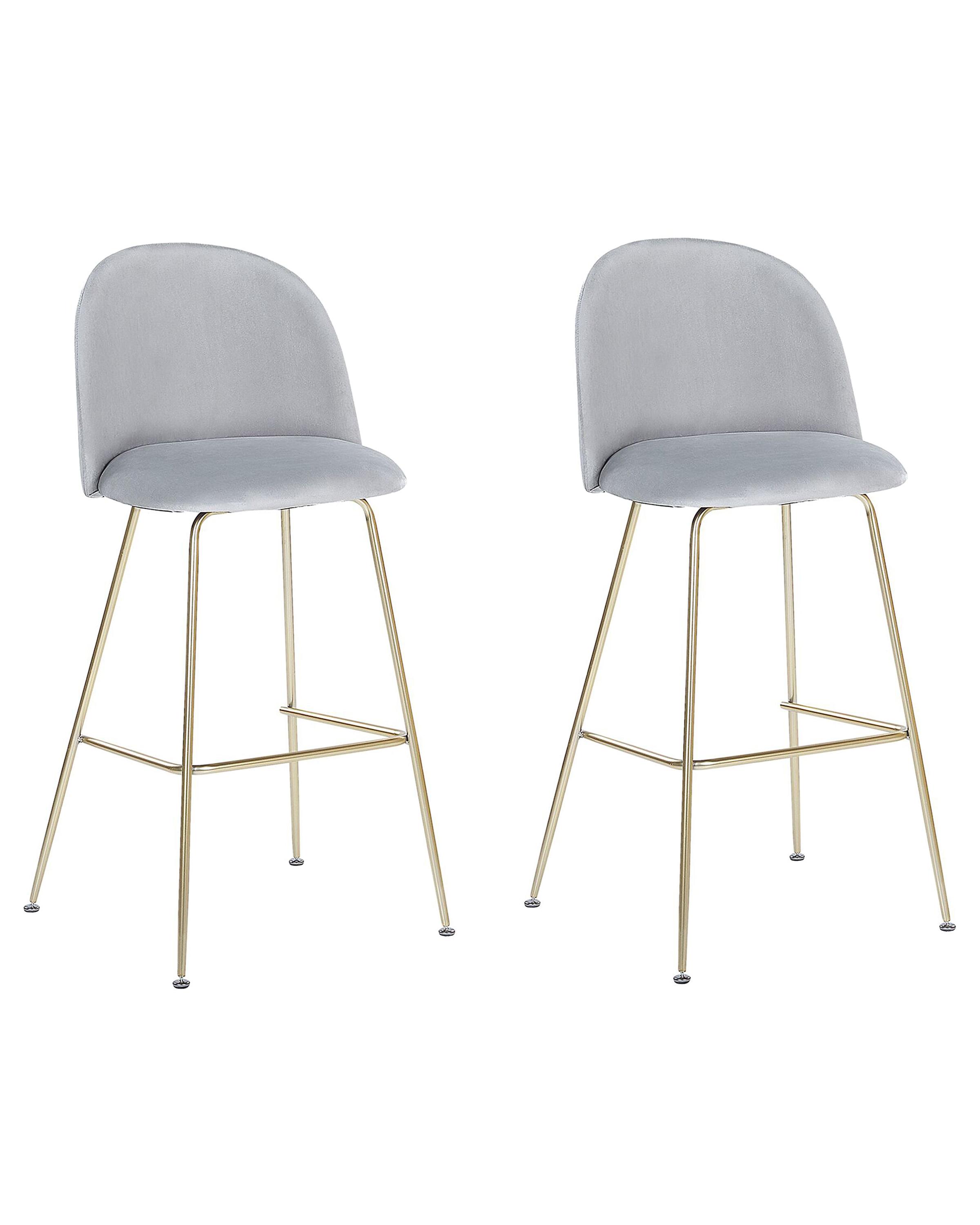 Set van 2 barstoelen ARCOLA Fluweel Lichtgrijs