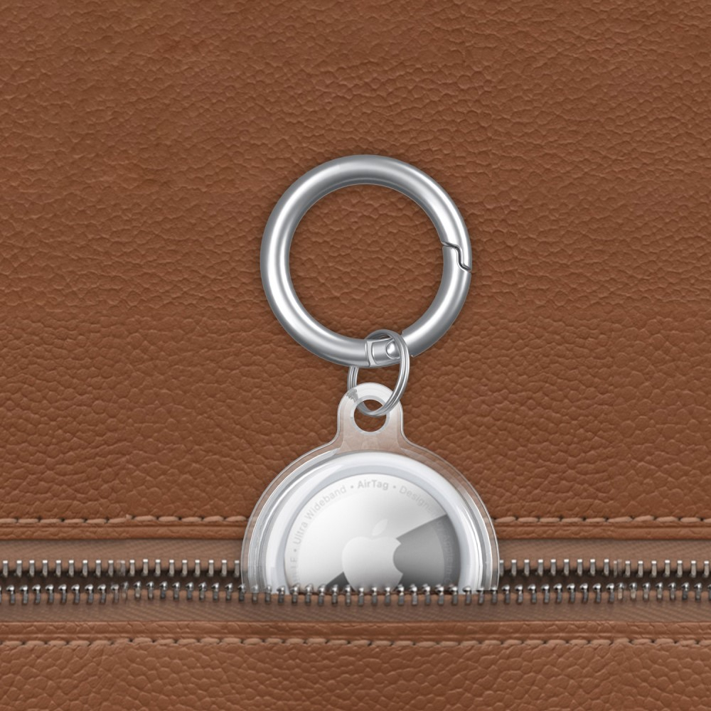 Apple AirTag Anhänger 360° Grad Gummi Case Hülle Schlüsselanhänger - Transparent / Violett