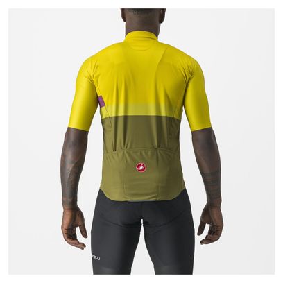 Maillot Manches Courtes Castelli A Blocco Jaune/Khaki