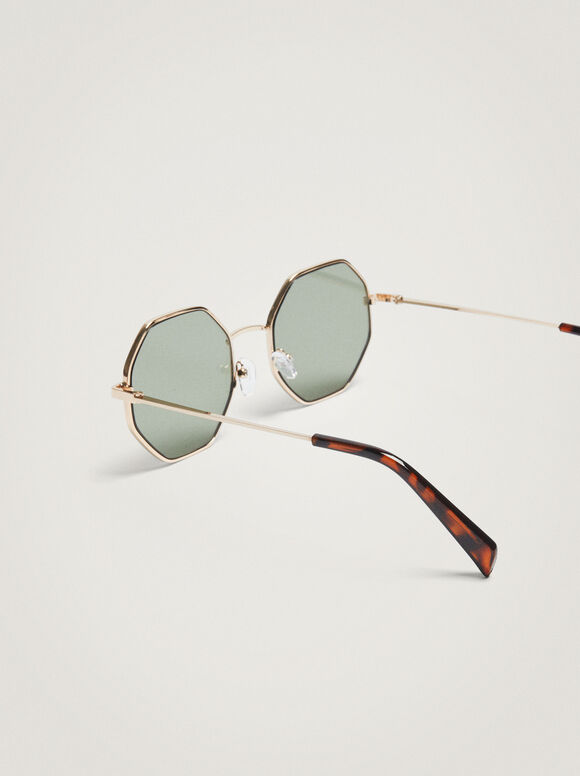 Gafas De Sol Hexagonales - Dourado