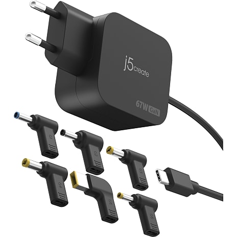 J5 USB-C universal GaN oplader 67 W - sort