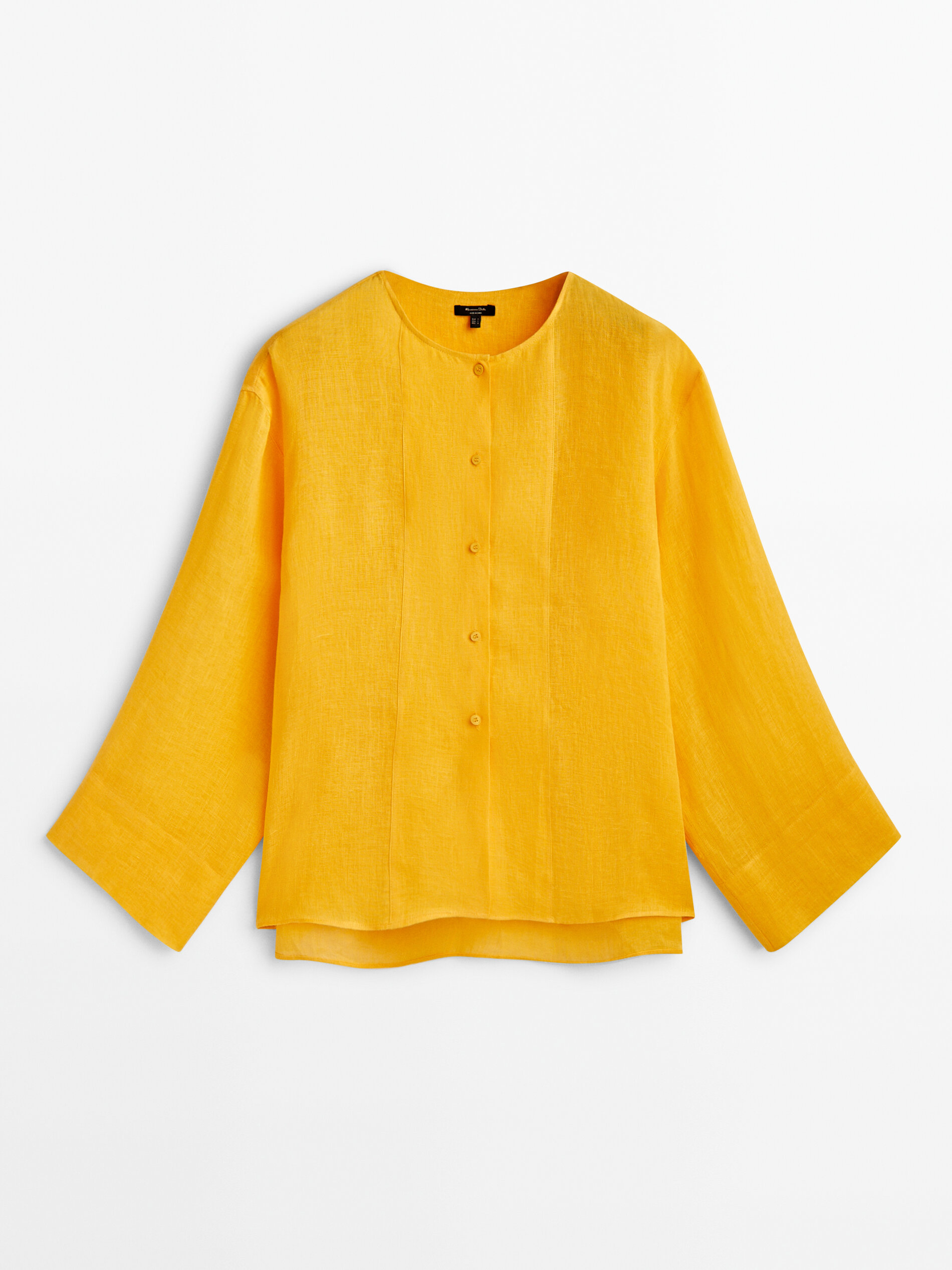 Camisa de manga larga 100% linho - AMARELO FLUOR