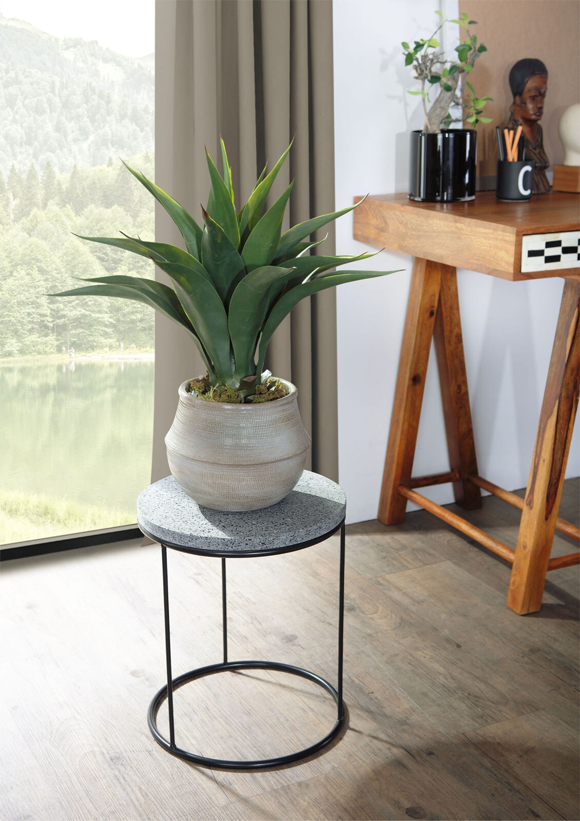 INTERhome Beistelltisch TERRAZZO 35 x 40 cm grau/ schwarz