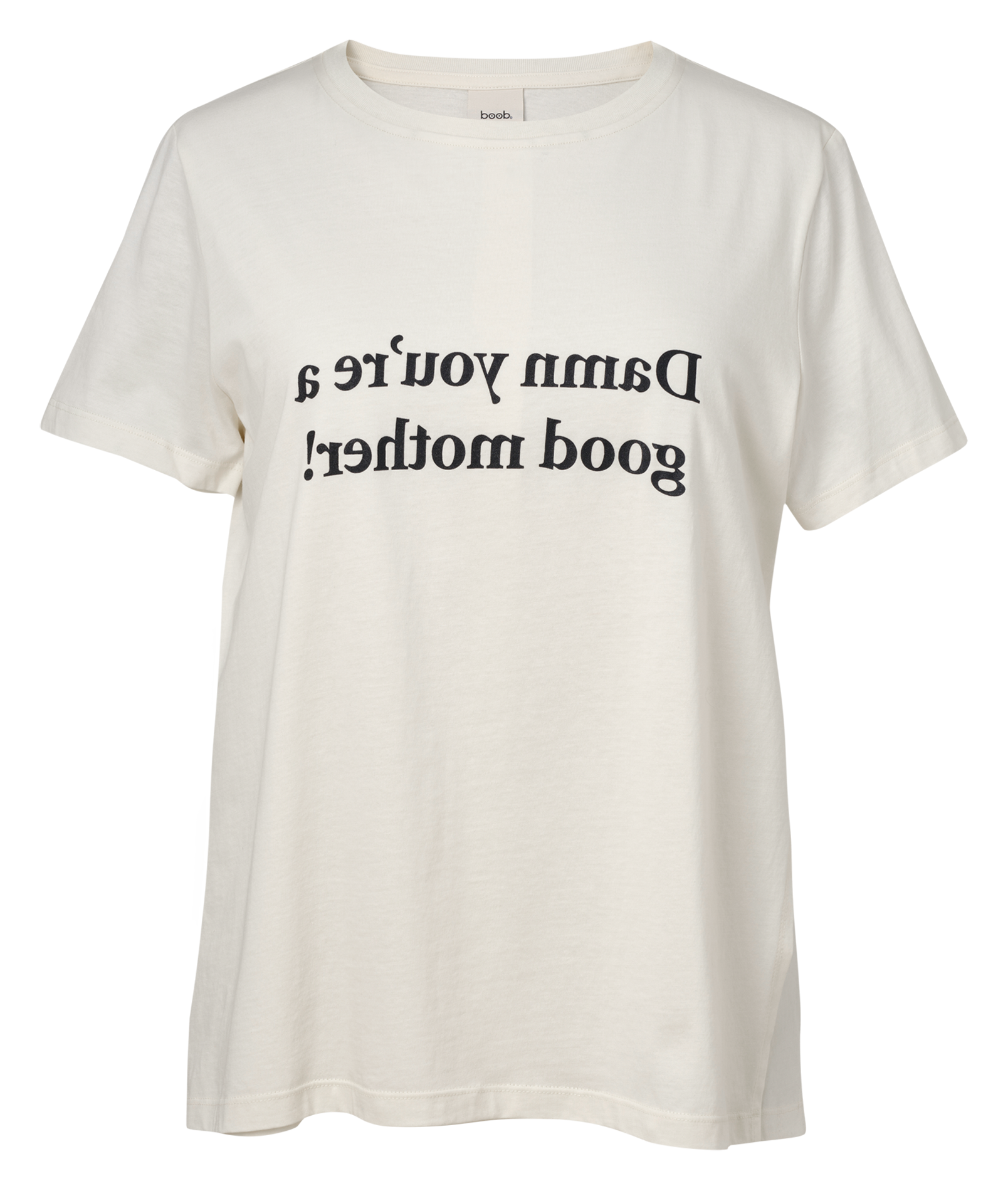 T-shirt de grossesse col rond imprimé en coton bio| Blanc