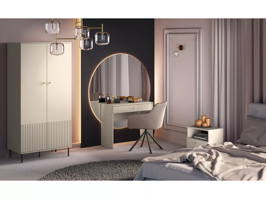 Coiffeuse avec tiroir - 92 cm - beige - CALETTO