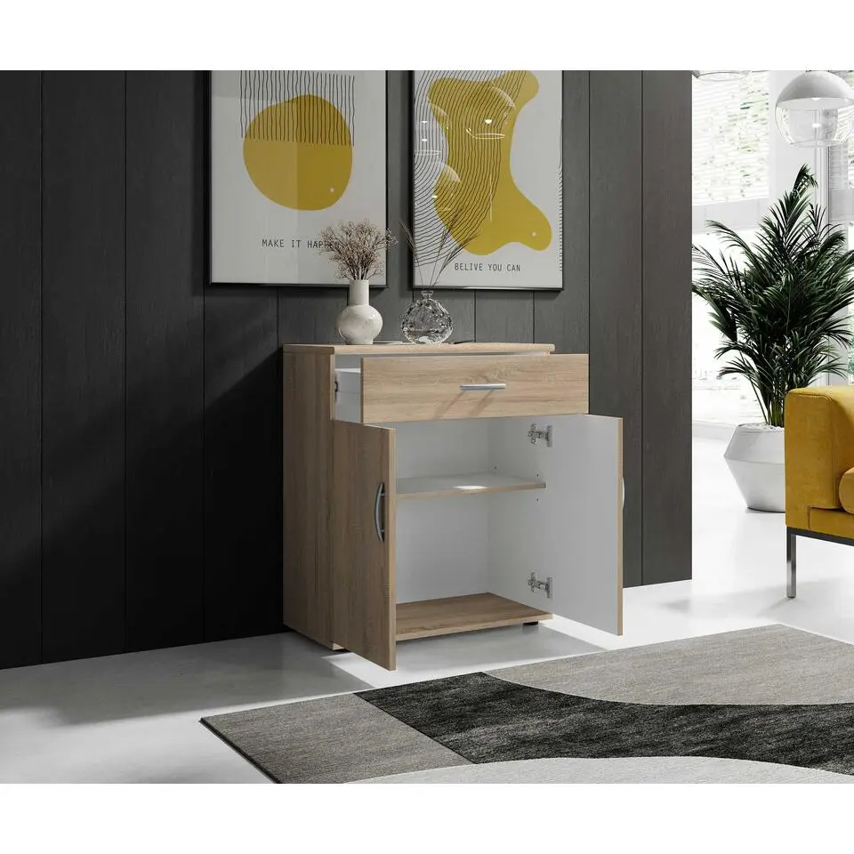 Commode Viviane 60cm met 2 deuren- 1 lade - eik
