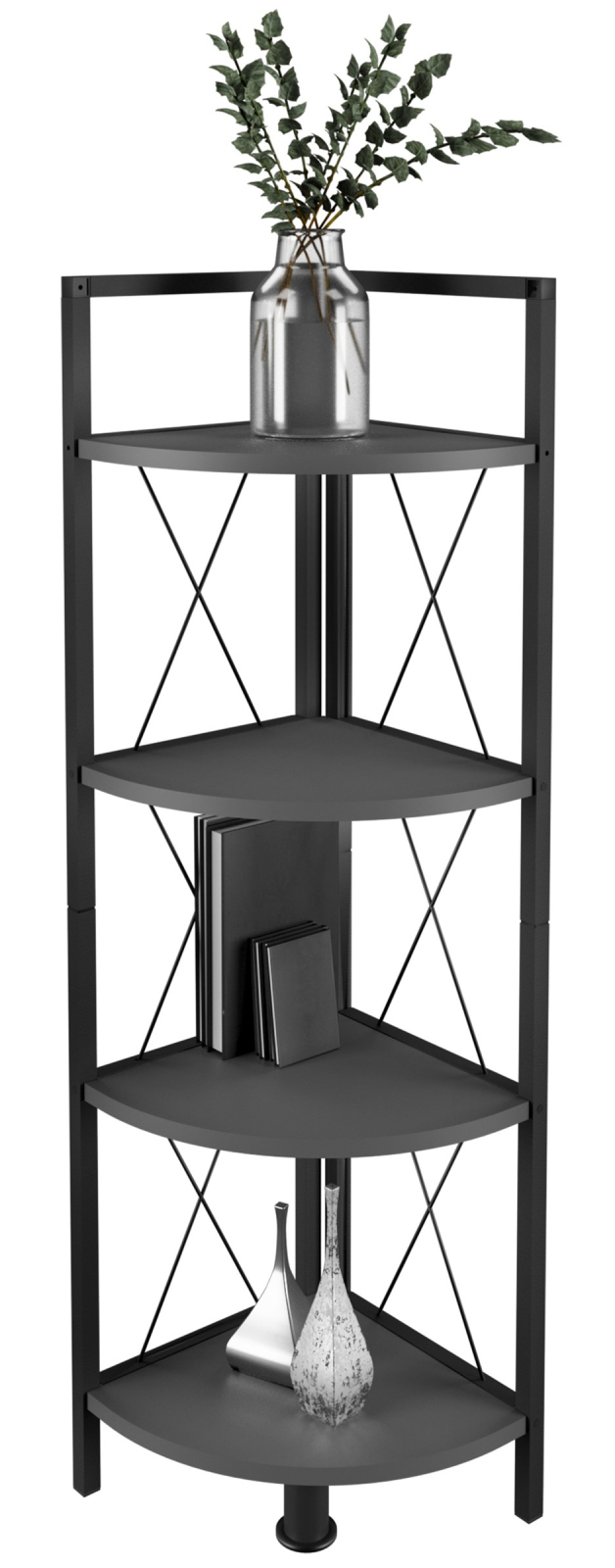 Eckregal INSASI 4 - anthrazit-schwarz - 123 cm hoch
