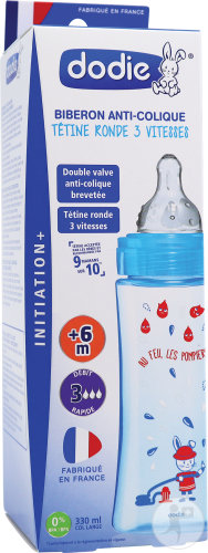 Dodie Biberon Initiation+ Tétine Ronde 3 Vitesses + 6 Mois 1 Pièce 330ml