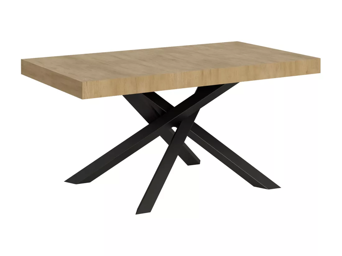 Table extensible 90x160/420 cm Volantis Chêne Nature cadre Anthracite