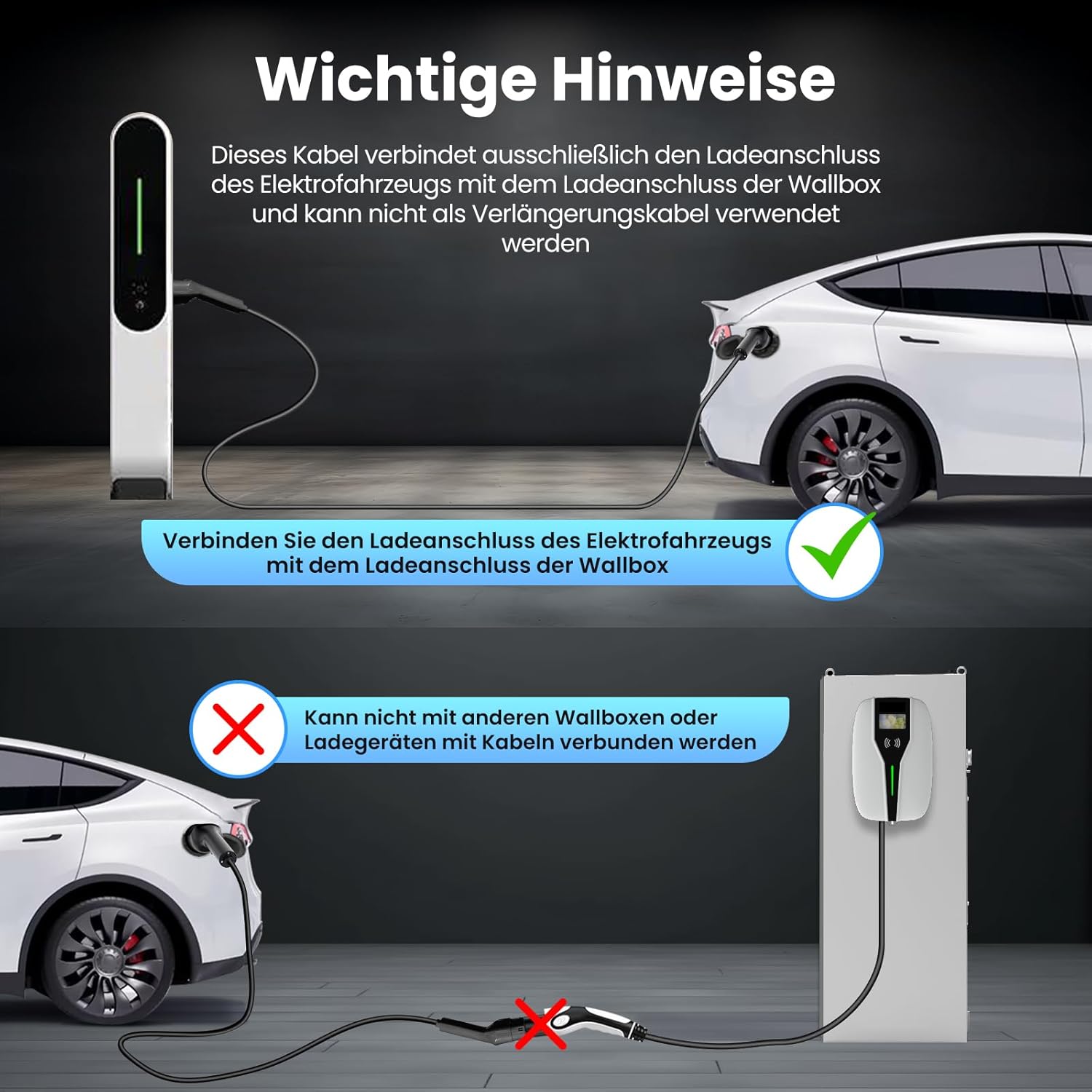 GONEO Typ 2 Ladekabel 11kW 10M 16A Ladekabel Elektroauto 3 Phasig Mode 3 für E Auto EV/PHEV CSS2 mit Tragetasche