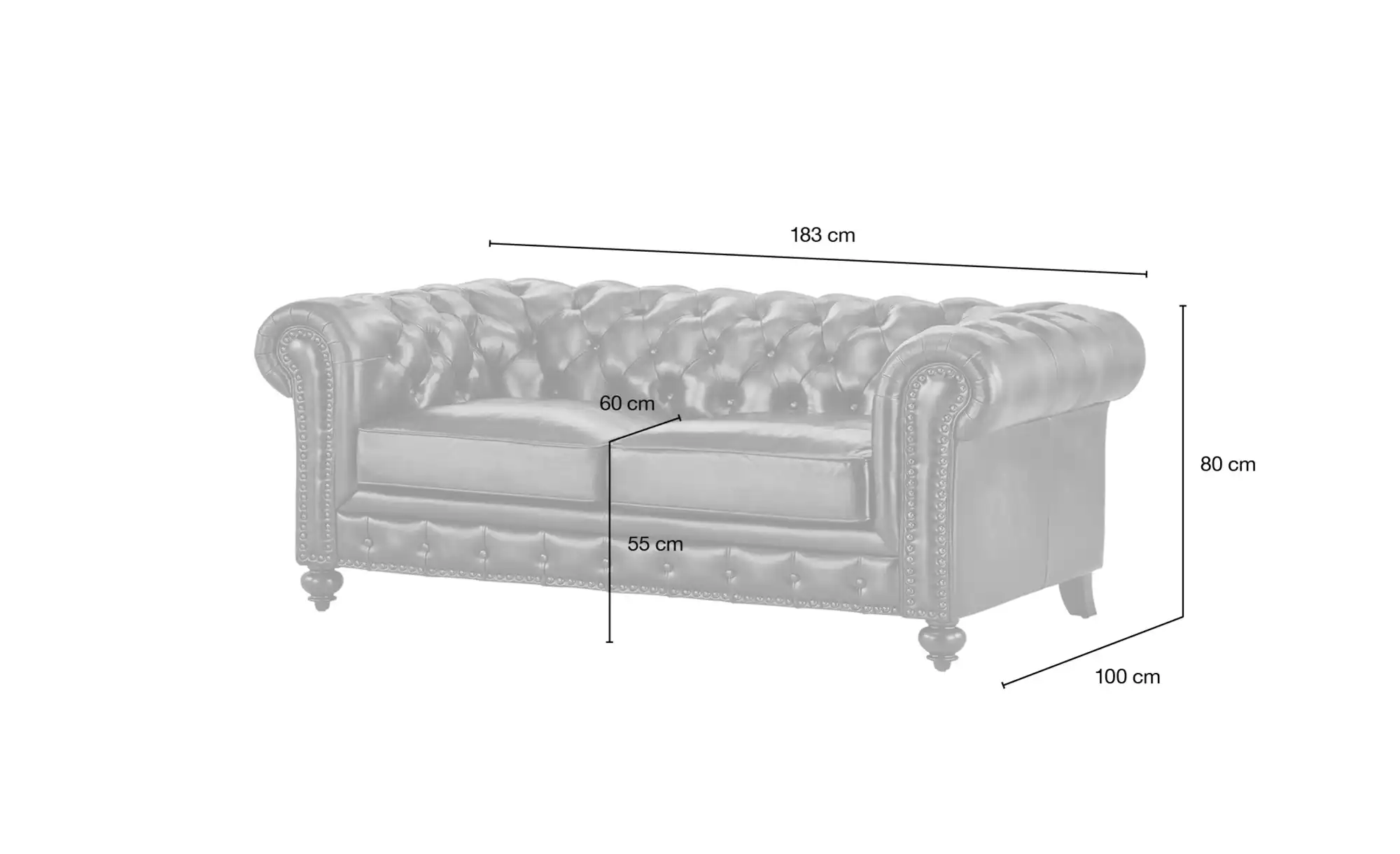 uno Ledersofa im Vintagelook Chesterfield