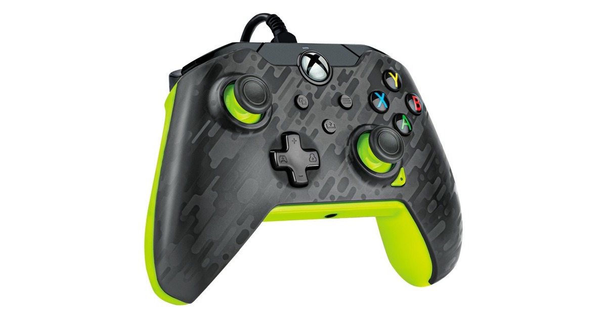 PDPWired Controller - Electric Carbon  (Antraciet/neongroen, Xbox Series X|S, Xbox One, PC)