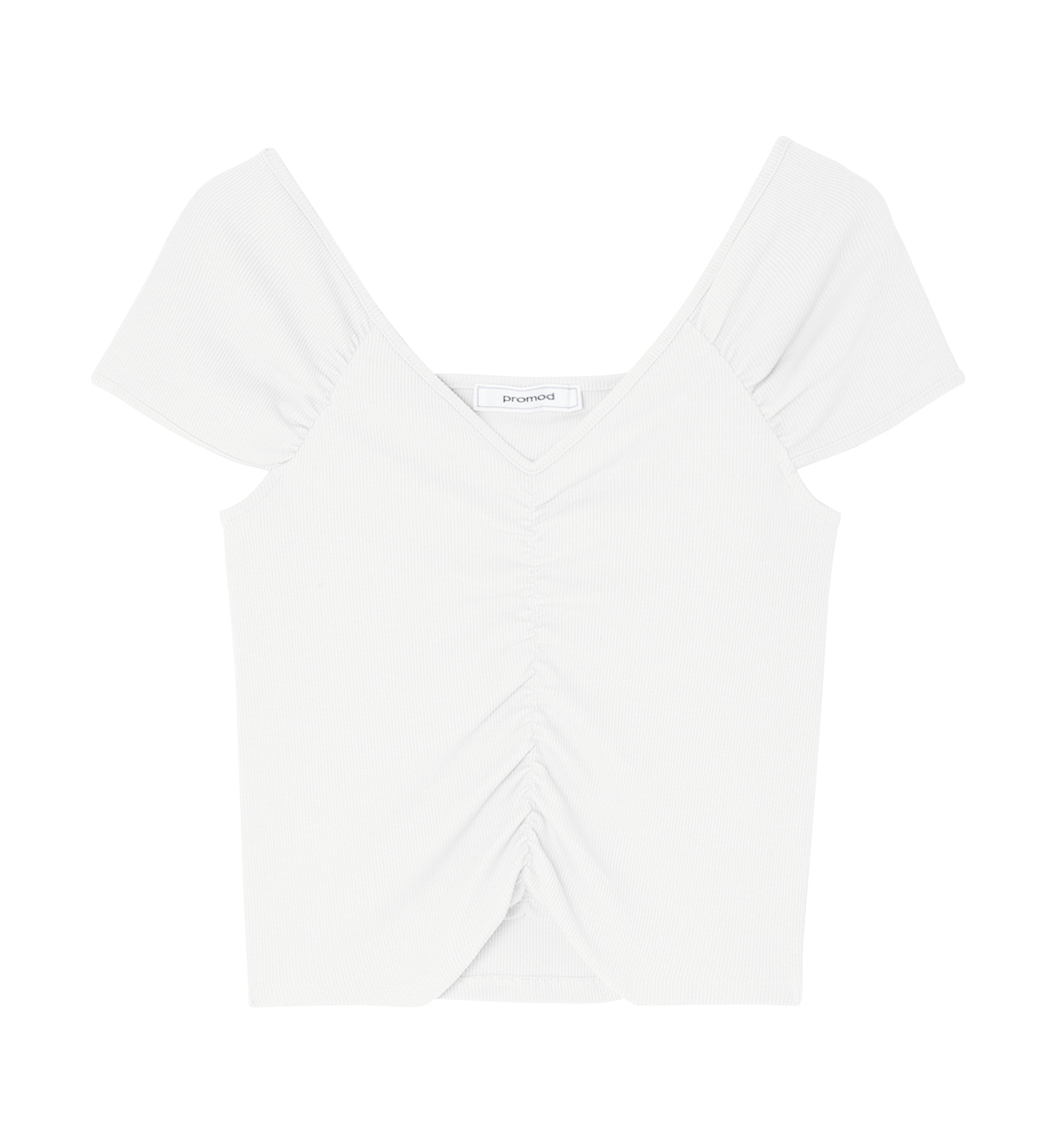 Top en jersey ctelé Femme - Ecru
