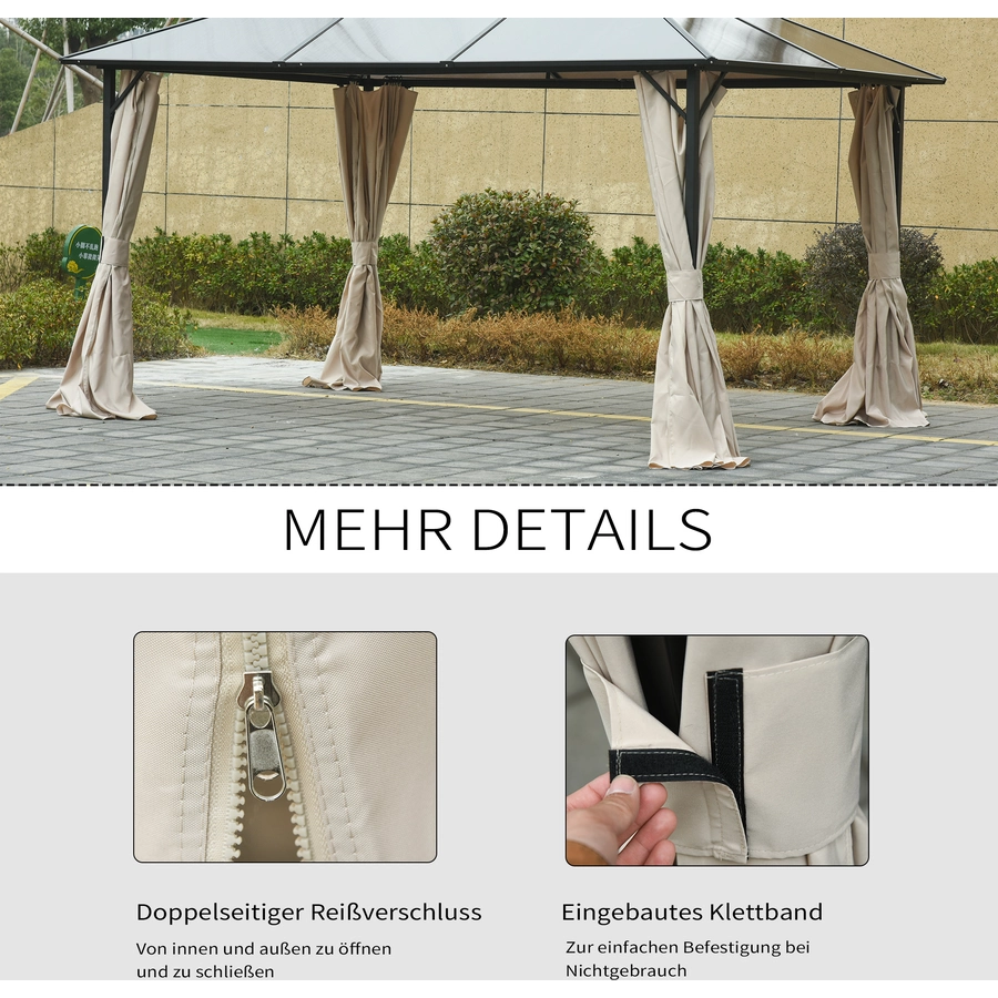 Outsunny Seitenwände mit Doppelseitigem Reißverschluss beige