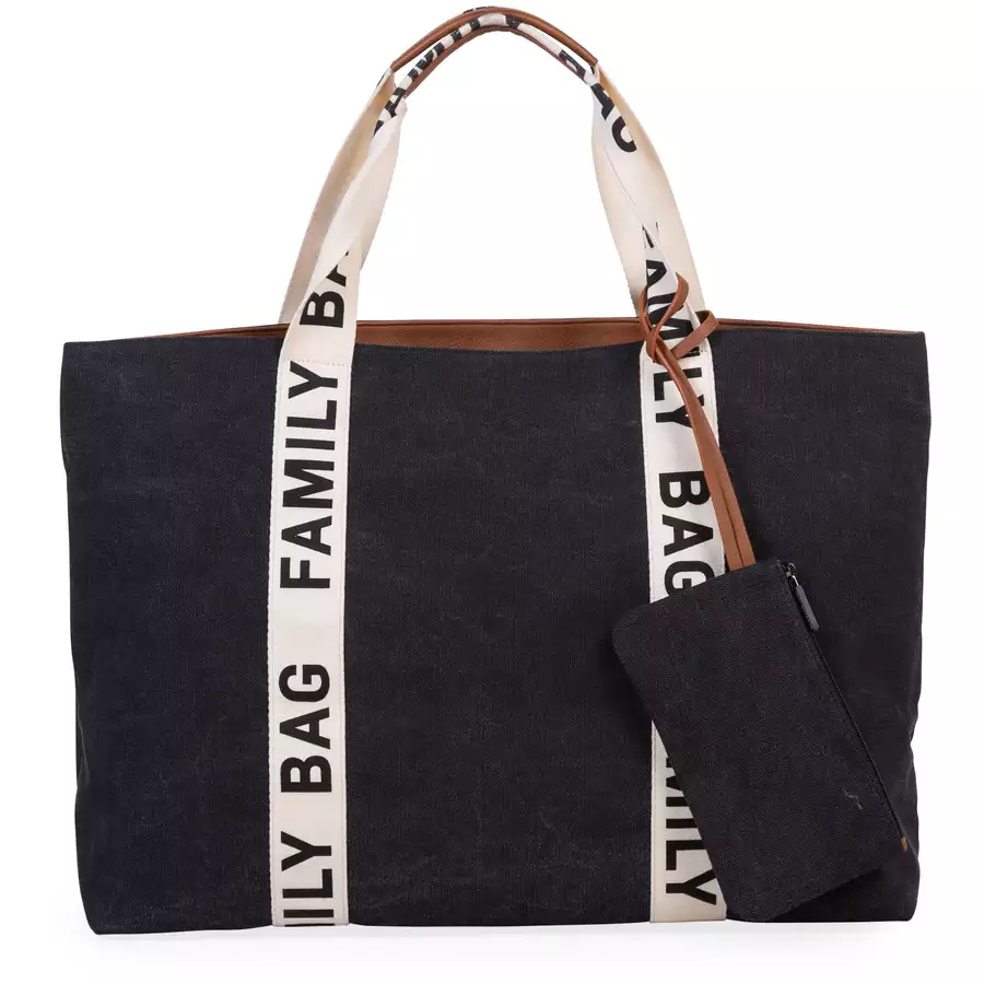 CHILDHOME Wickeltasche Family Bag Signatur Canvas Schwarz