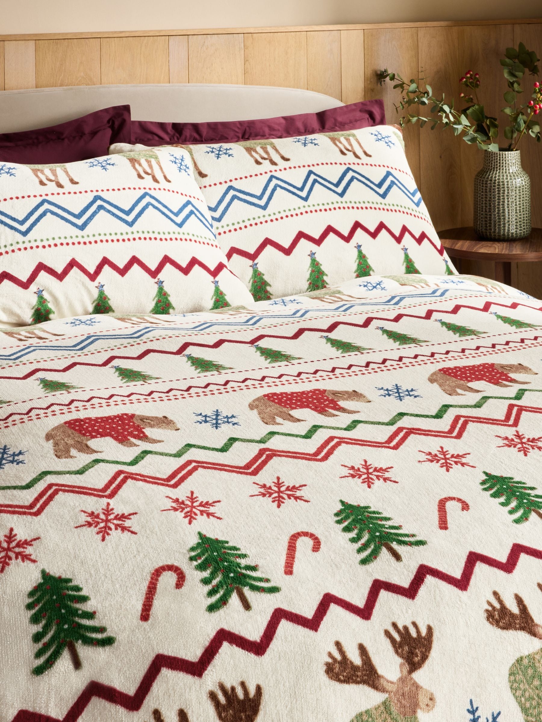 Set van Kerstmis fleece Dekbedovertrek en kussensloop