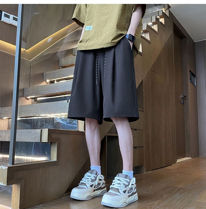 Breeson - Effen shorts met wijde pijpen en trekkoord in de taille