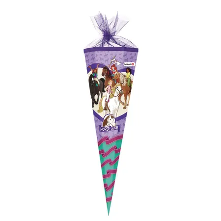 Nestler Schultüte Schleich® Horse Club, 50 cm, eckig, Tüll/Posa lila