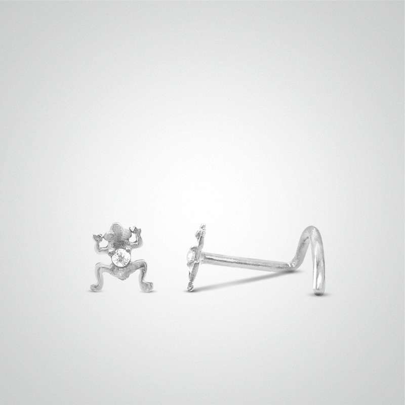 Piercing de nez grenouille or blanc barre en U