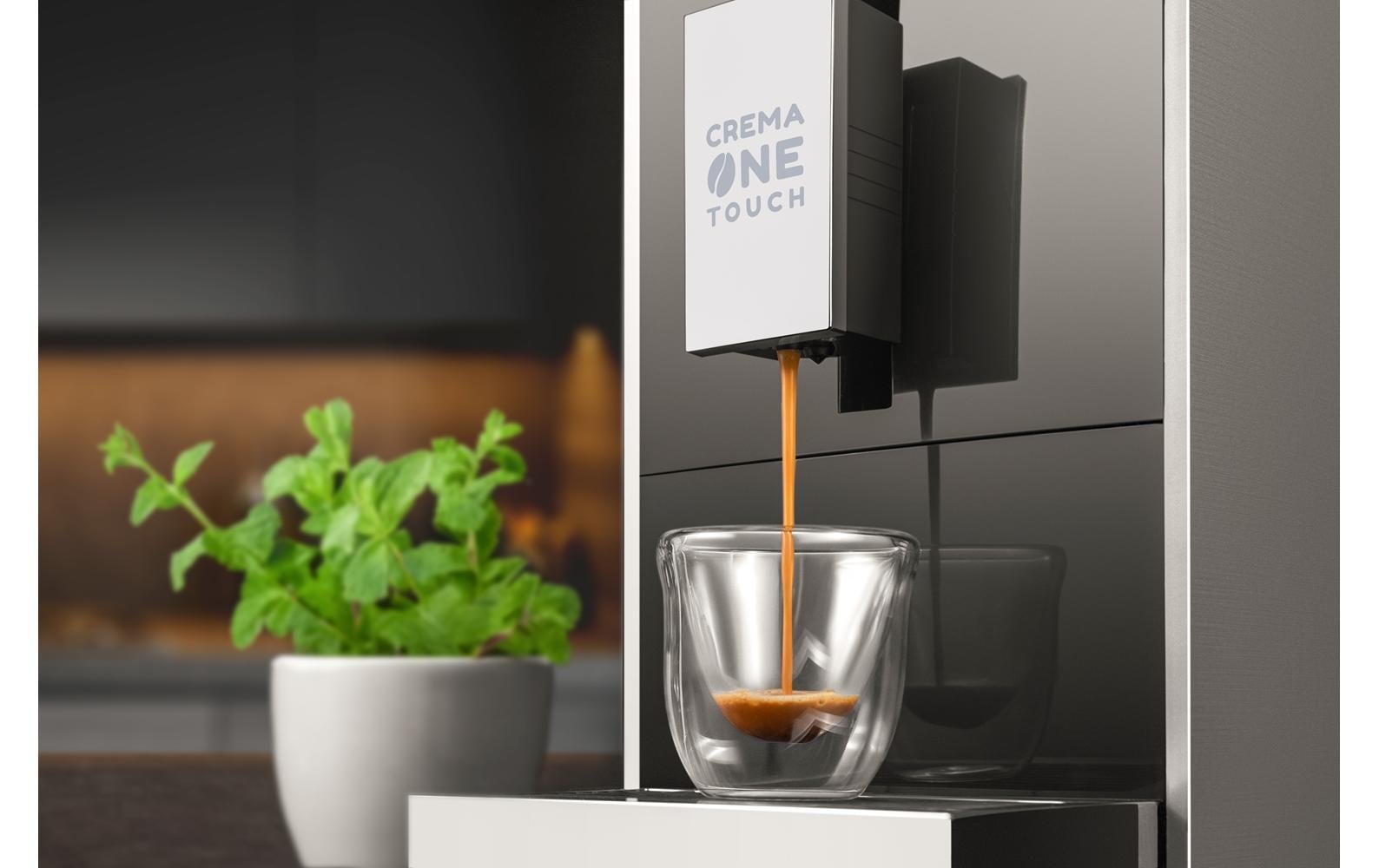 Kaffeevollautomat Crema One Touch Schwarz/Silber<br>Kaffeemaschine mit Siebträger