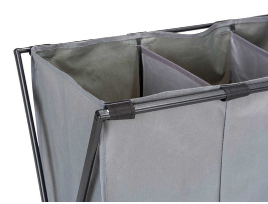 WENKO - Panier à linge xl avec 3 compartiments - gris