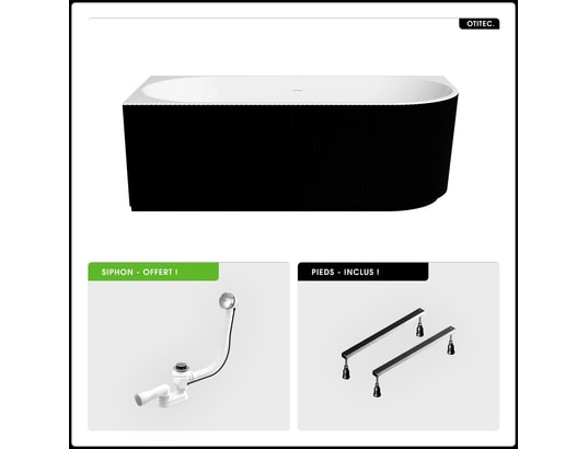 OTITEC - Baignoire asymétrique - 170 x 78 cm - gauche - avec siphon c...