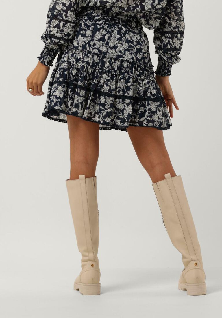 NEO NOIR donkerblauwe neo noir minirok cosy stencil flower skirt