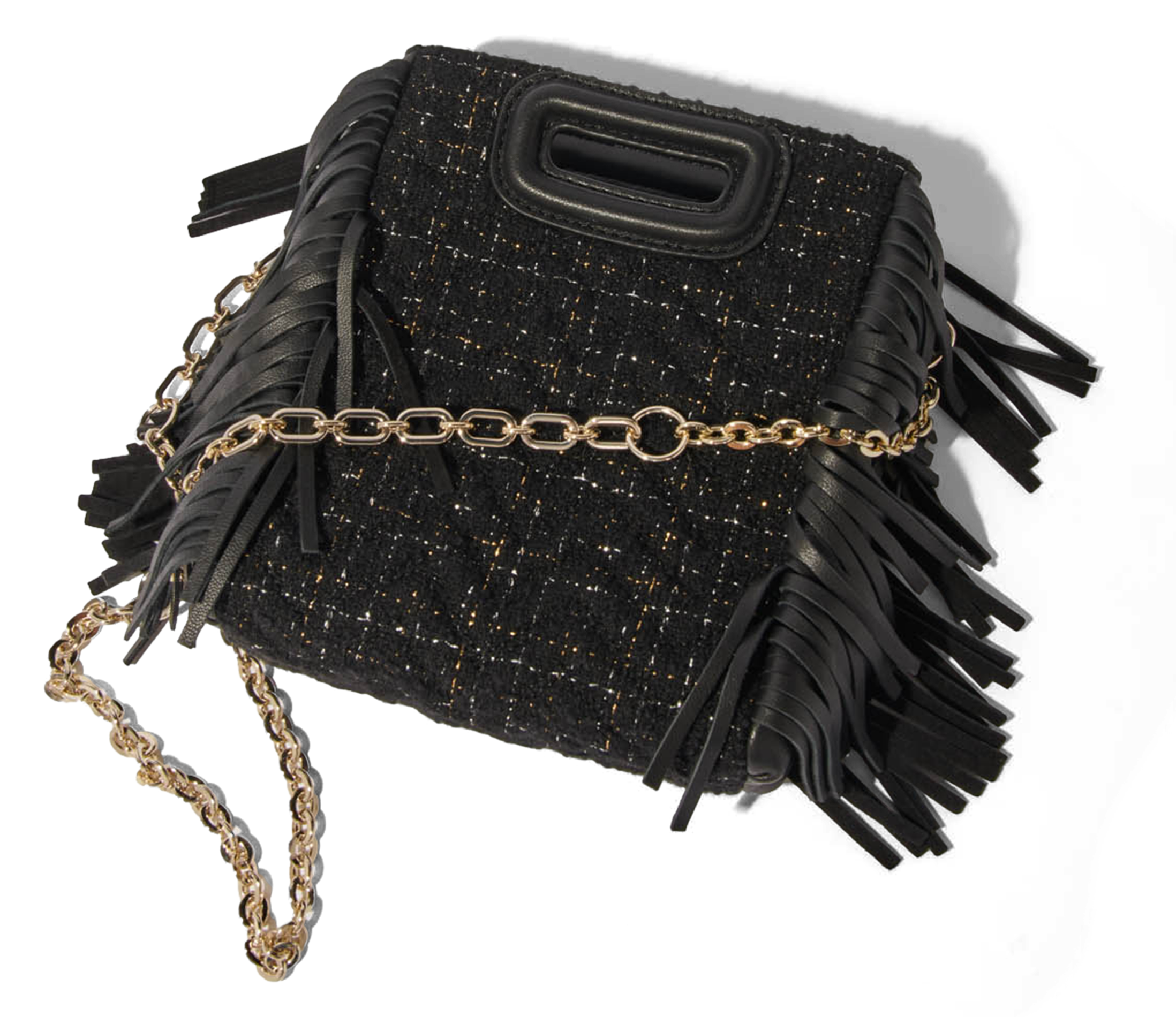 M MINI - Sac mini bandoulière en tweed matelassé | Noir
