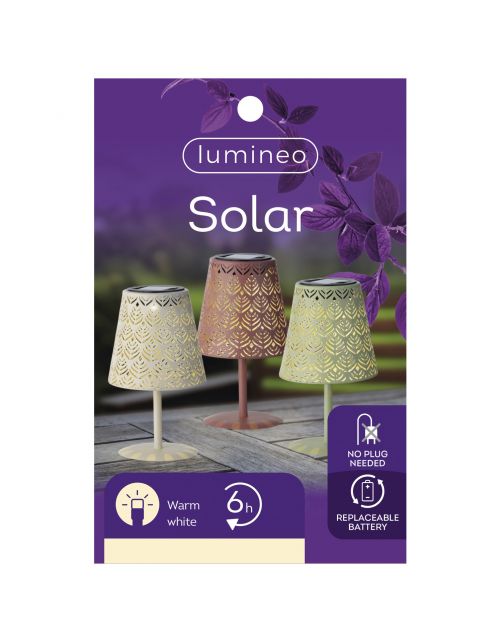 Lumineo Solar Tafellamp - Tuinverlichting - 12x20.5 cm Assorti 1 led