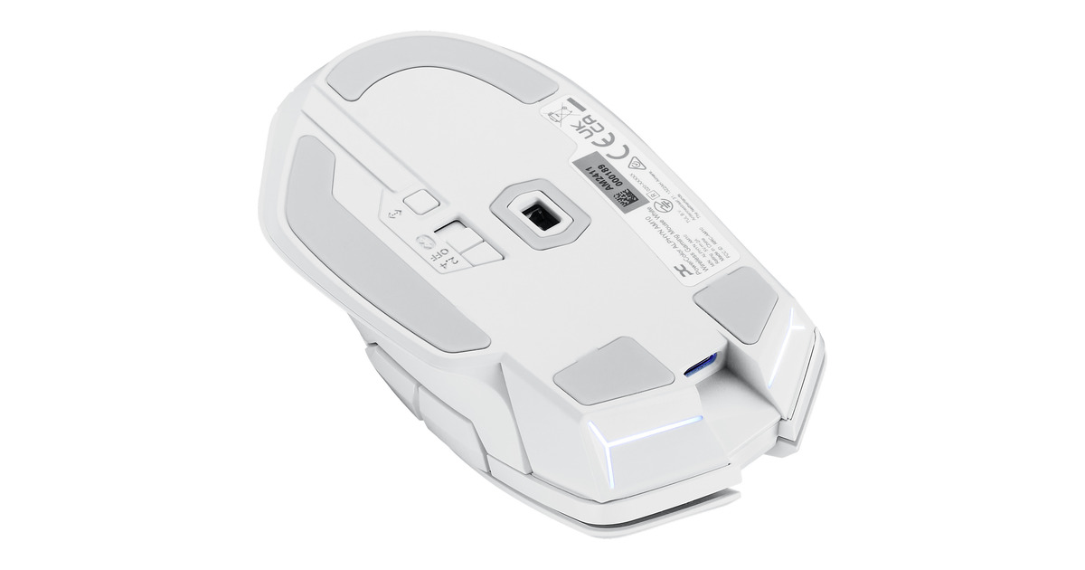 PowerColorALPHYN AM10 Wireless Gaming Mouse  (Wit, 100 - 26000 DPI, 8K, RGB, USB / 2.4G / Bluetooth 5.2)