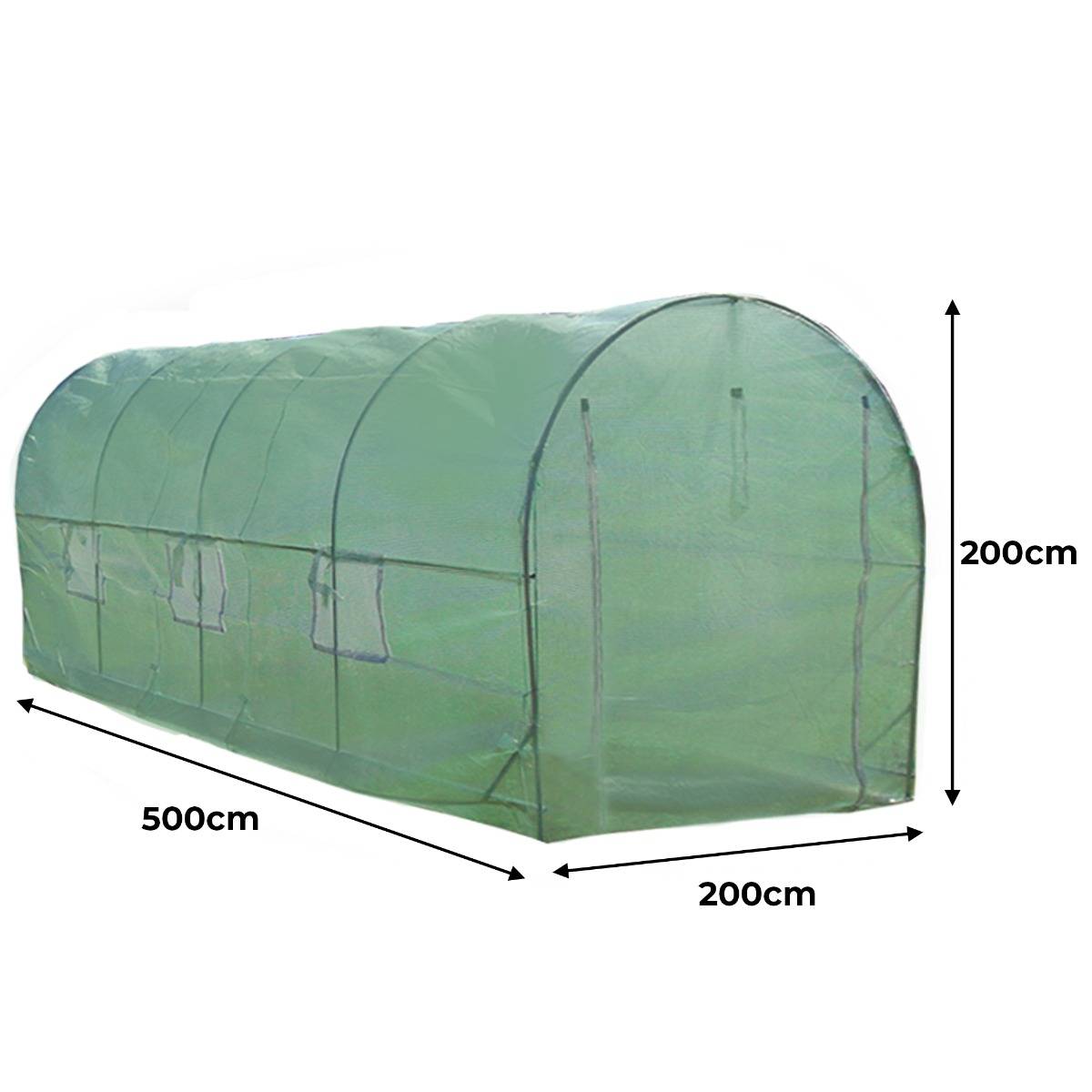 Estufa tipo túnel de polietileno com prateleiras galvanizadas para jardim, tenda de cultivo de 19 mm, 2 x 2,5 m