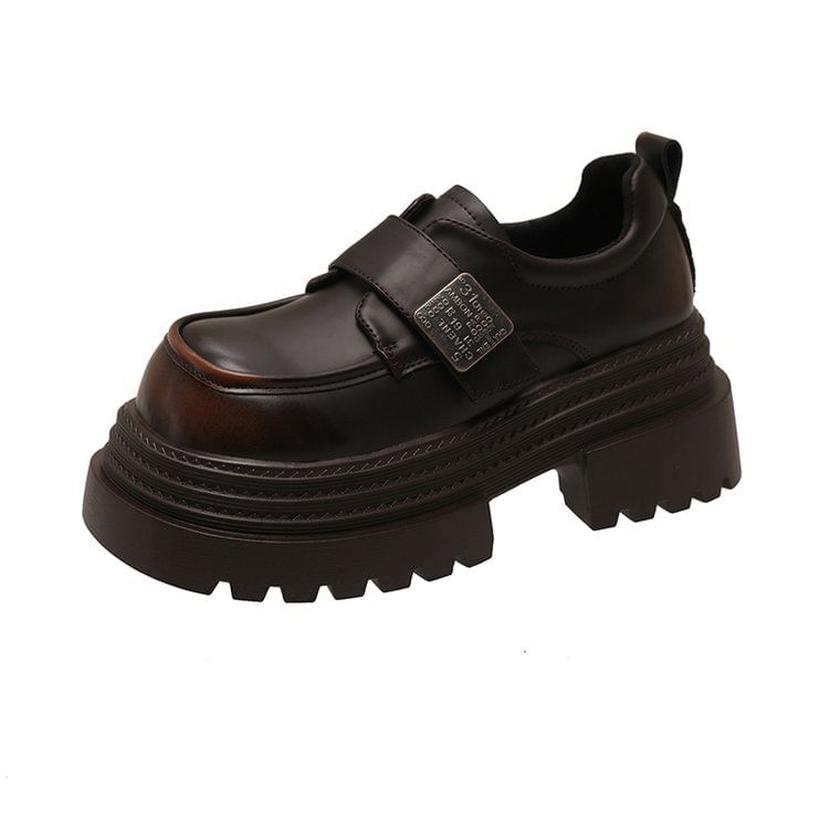 Vindler - Platform Adhesive Strap Metal Accent Faux Leather Shoes