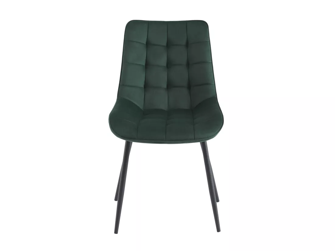 Lot de 6 chaises matelassées - Velours et métal noir - Vert - OLLUA