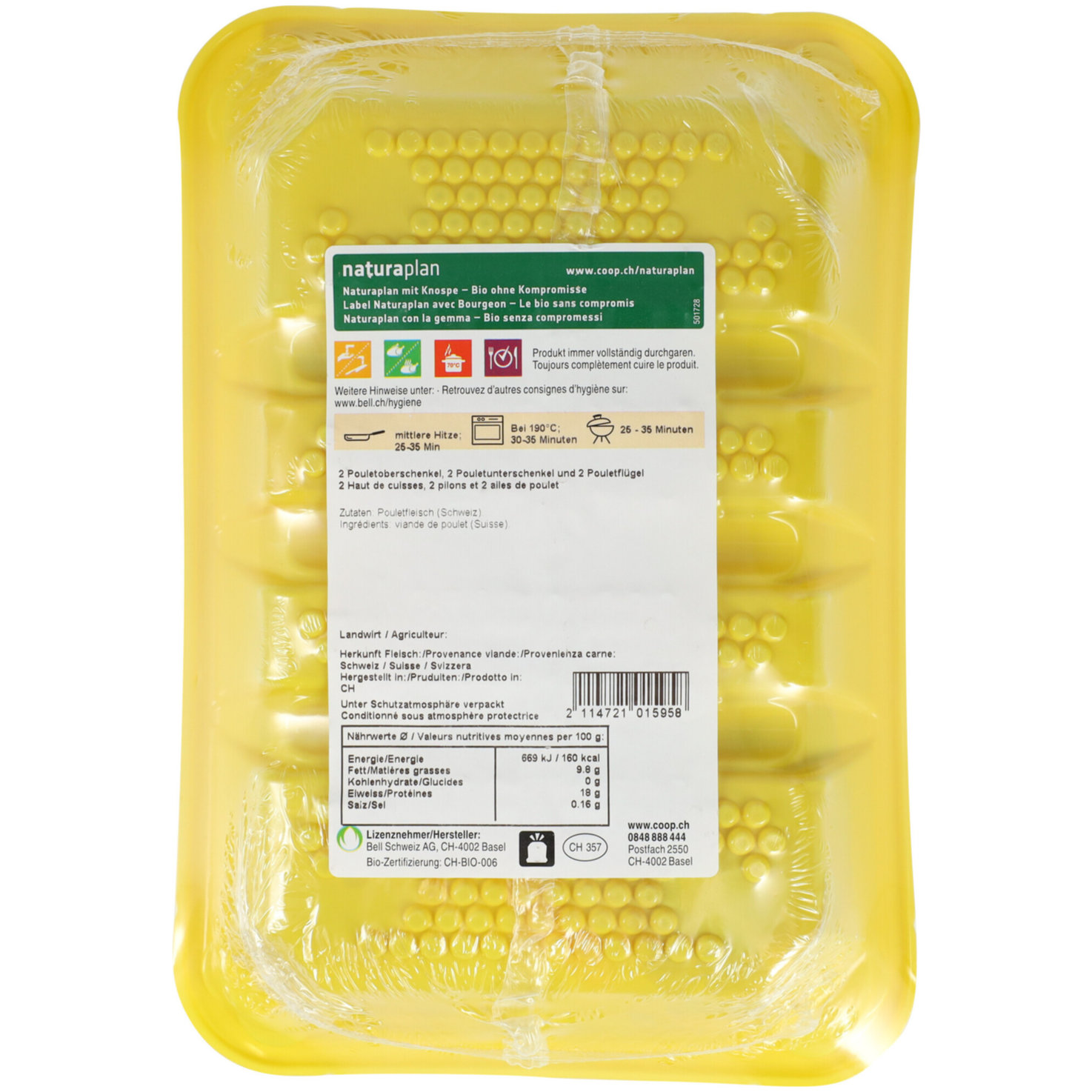 Naturaplan Bio Pouletteile Platte ca. 500g