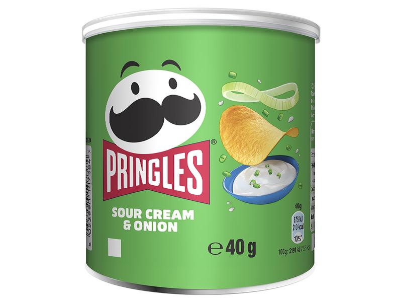 Pringles Chips Sour Cream & Onion 12 x 40 g Würziges Knabbergebäck aus Kartoffeln