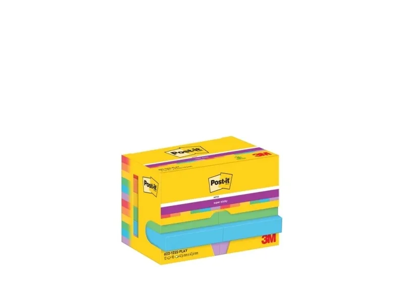 Post-it® Super Sticky Notes Playful 47,6 x 47,6 mm - (12 stk.)