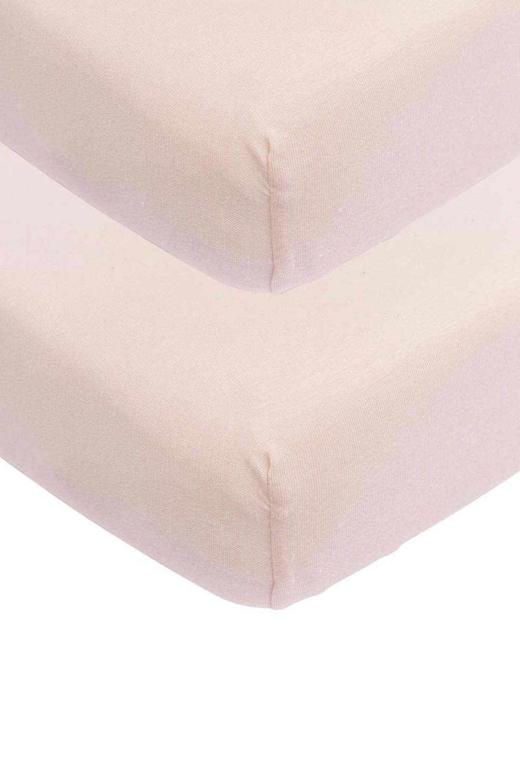 katoenen jersey juniorbed hoeslaken 70x140/150 cm - set van 2 Soft Pink