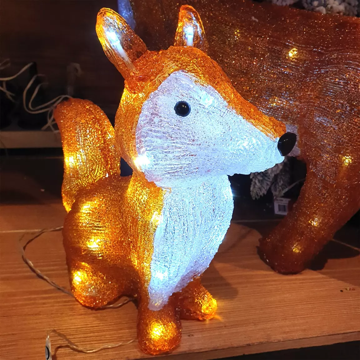 Renard lumineux à piles 30 LED (H28 cm) Martin Blanc froid