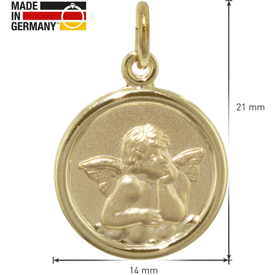trendor Engel-Anhänger für Kinder Gold 333 an vergoldeter Silberkette gold