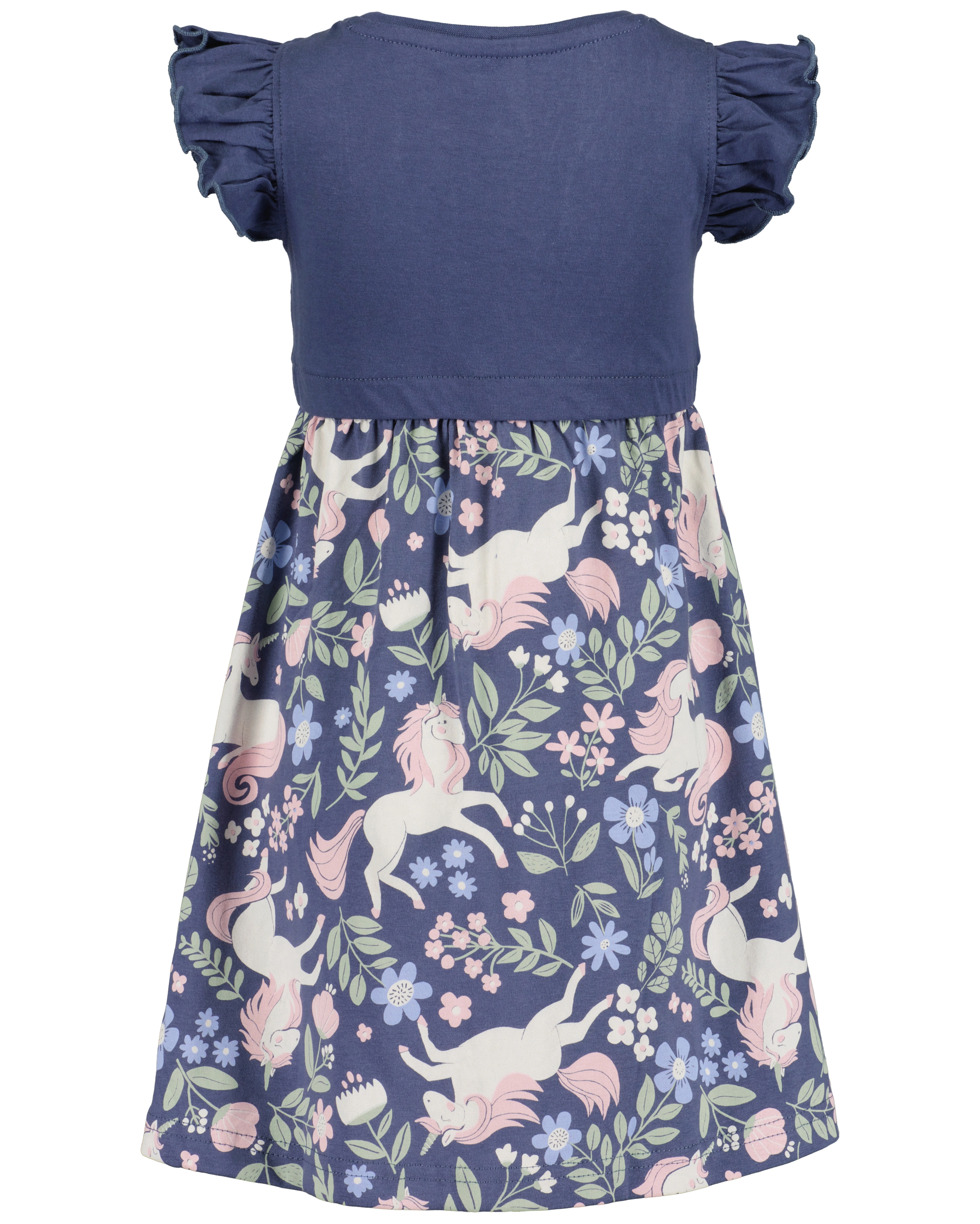 Kurzarmkleid FLOWER UNICORNS in blau